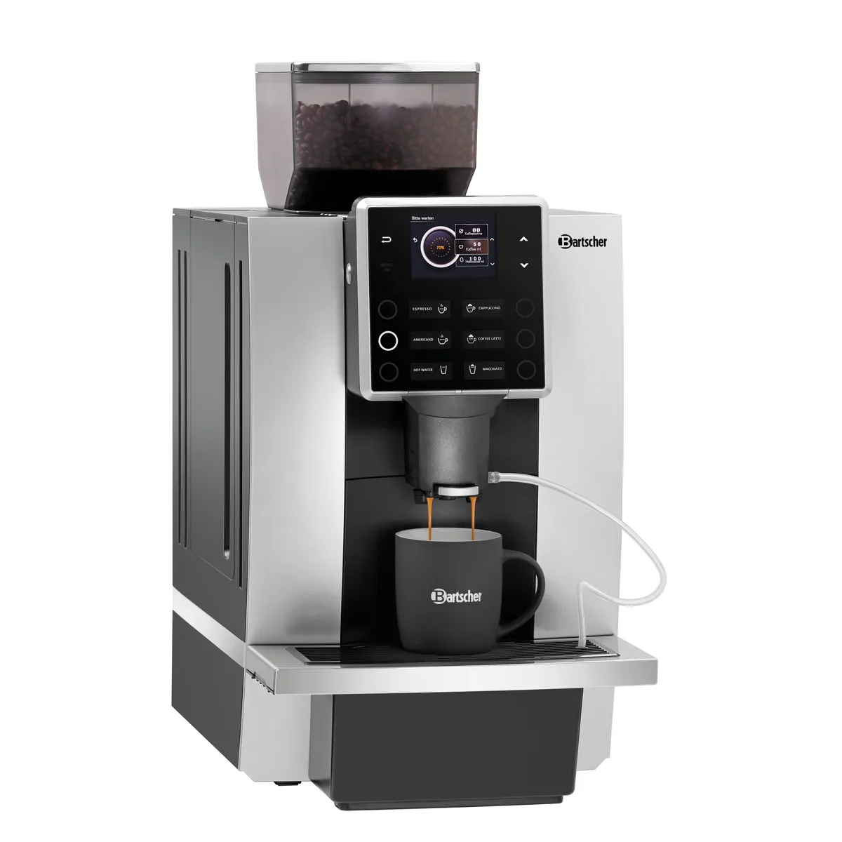 Bartscher 190052 Kaffeevollautomat seitlich mit Kaffeetasse
