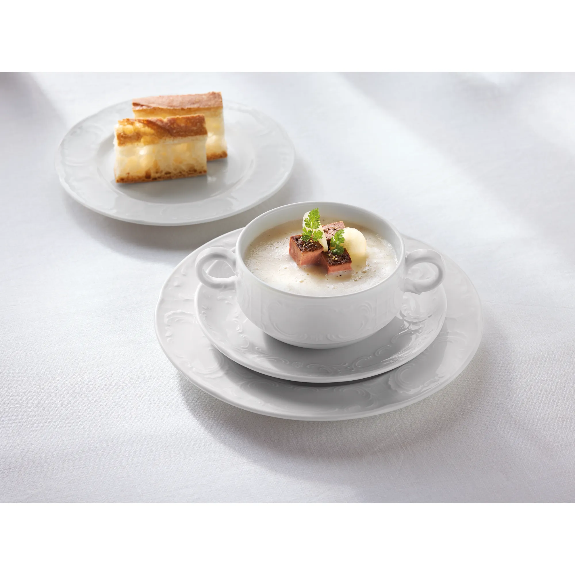 Bauscher Mozart Suppenobertasse Relief stapelbar