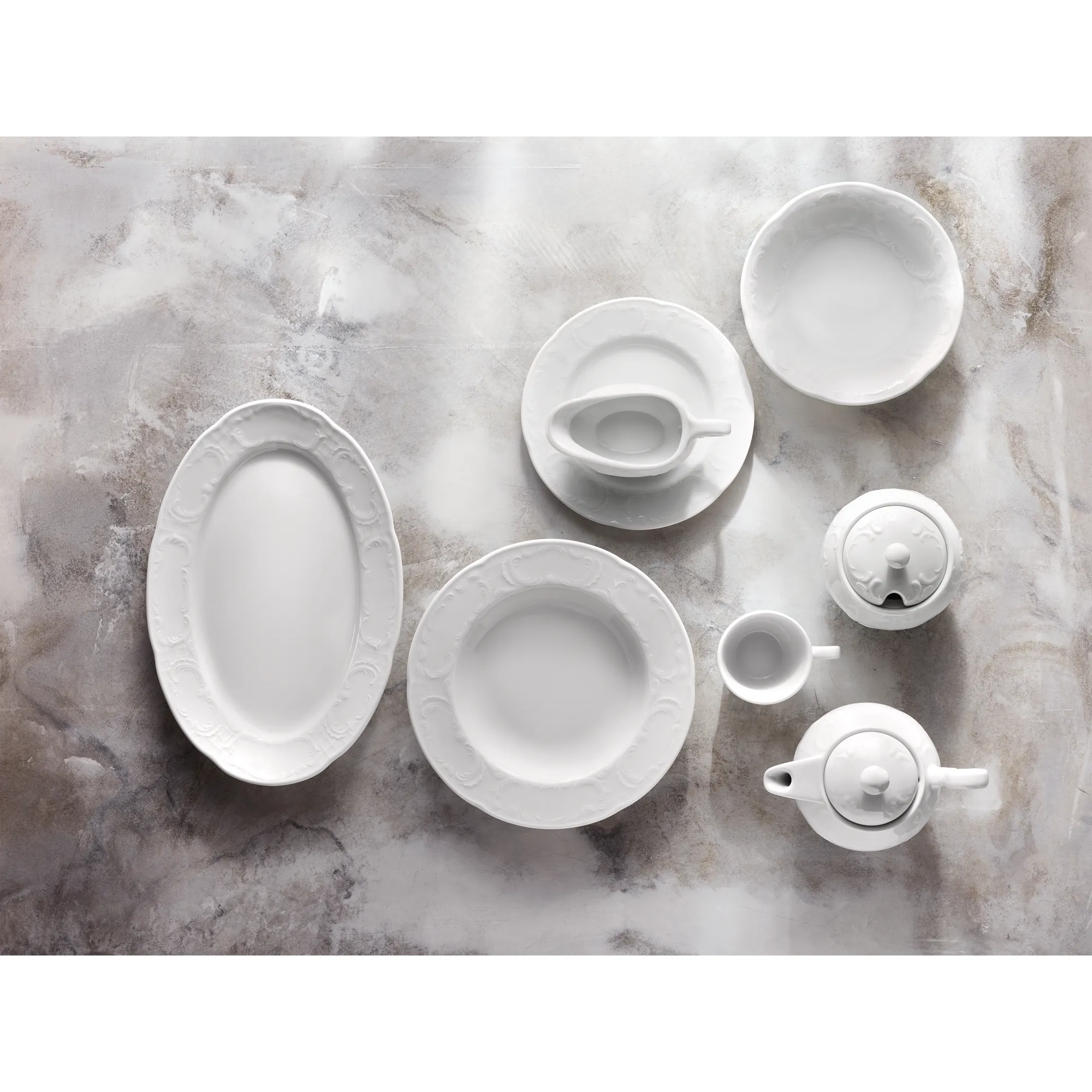 Bauscher Mozart Teller tief Relief steile Fahne