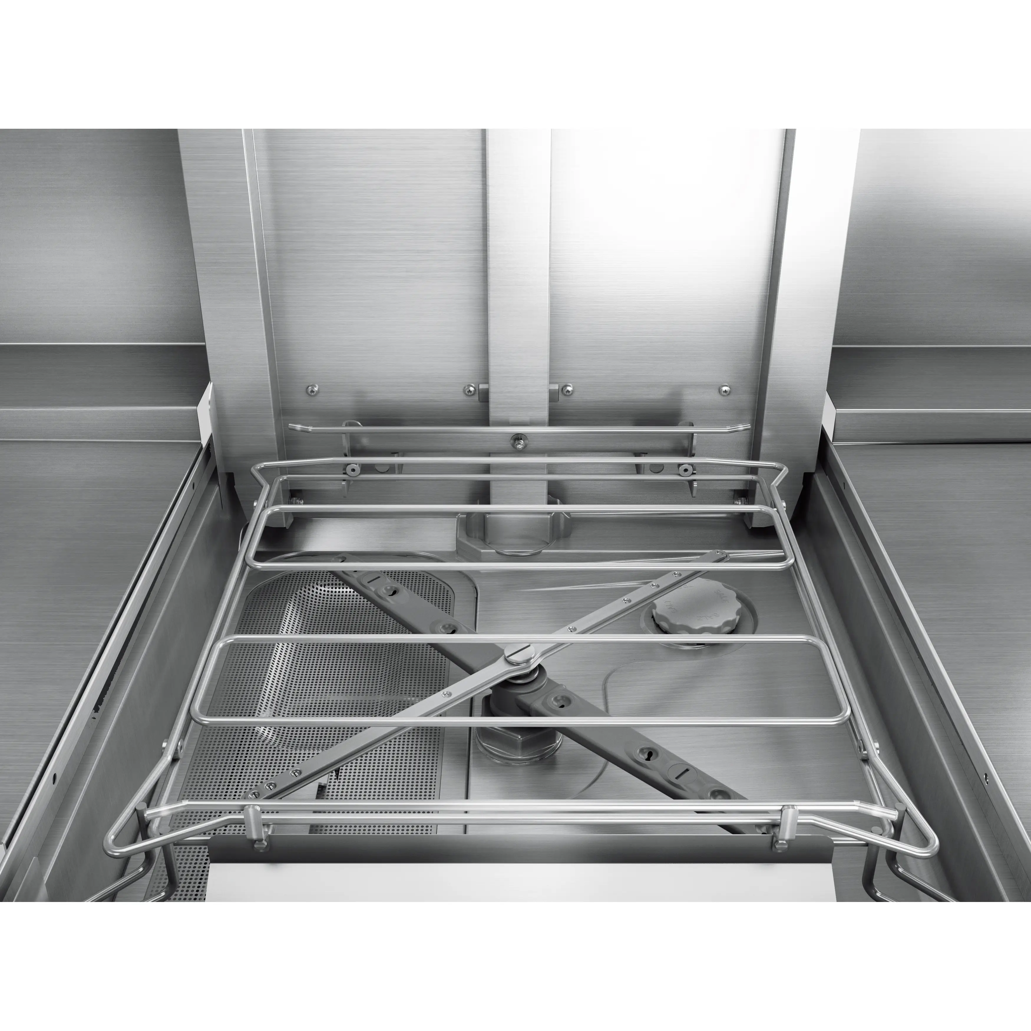 Exomax H604 Haubenspuelmaschine Innenansicht mit Wasserenthaertung